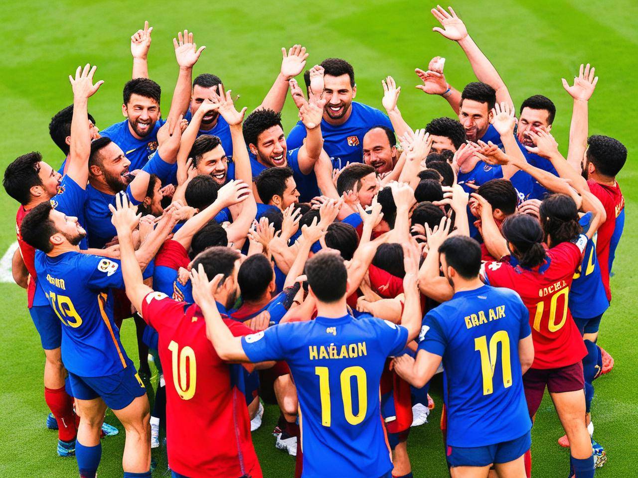 绿茵场上对决激烈，球队足坛巨星出色表现